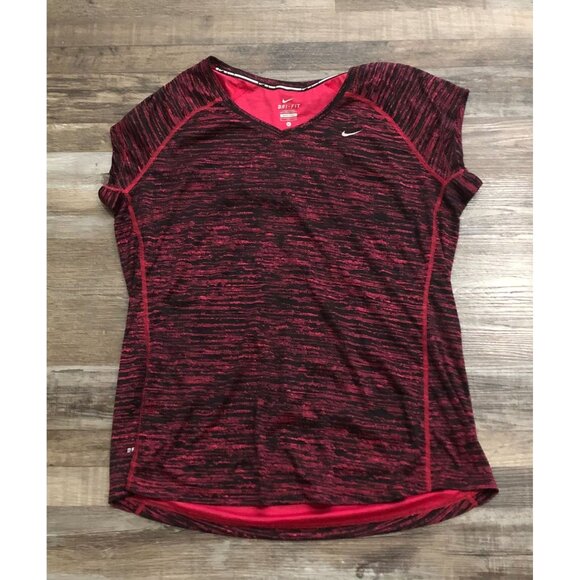 Nike Running Dri Fit Womens XL Black & Pink Short Sleeve Athletic Shirt - Picture 1 of 5
